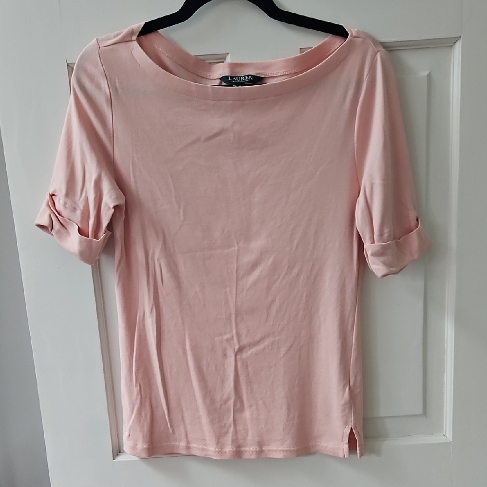 Ralph Lauren Pink Boatneck Short Sleeve Shirt
